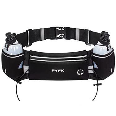 Imagem de PYFK Cinto de corrida com garrafas de água, cinto de hidratação para homens e mulheres, suporte de garrafa de água, bolsa de corrida, pochete serve para telefones de 17,78 cm, mochila para corrida de