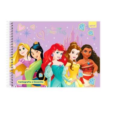 Imagem de Caderno Cartografia E Desenho Capa Dura 48 Folhas Disney Princesas Spi