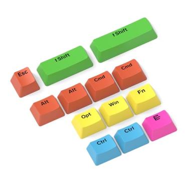 Imagem de ZIYOU LANG Conjunto de 13 teclas coloridas PBT tingidas com perfil ergonômico OEM para teclas 61/84/96/104 TKL 60% Gateron Kailh Box Cherry MX Outemu Cross Type Switch Teclado mecânico para jogos DIY