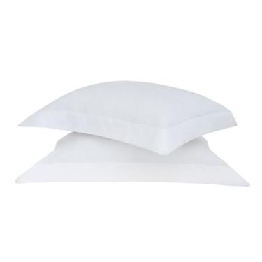 Imagem de Jogo Fronha Percal 180 Fios Buddemeyer Basic Percalle 100% Algodão Penteado Branco 50x70cm com abas 2 peças