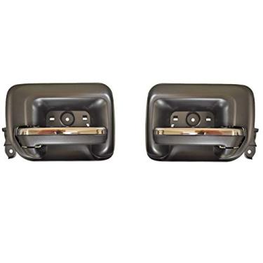 Imagem de PT Auto Warehouse GM-2549MA-RP - Maçaneta interna interna interna, caixa preta, com alavanca de inserção cromada - Par traseiro esquerdo/direito