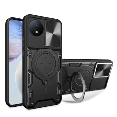 Imagem de Pzwoxukhov Capa compatível com itel S23, capa de suporte com capa de lente de câmera deslizante compatível com itel S23 ‎S665L capa preta