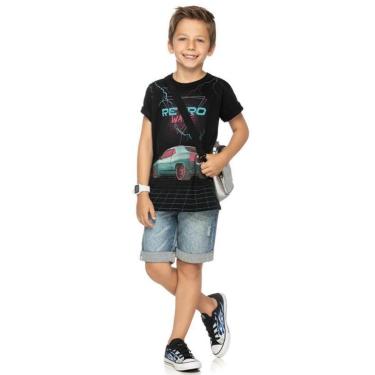 Imagem de Camiseta Infantil Menino Verão, Carro, Preto - Rei Rex-Masculino