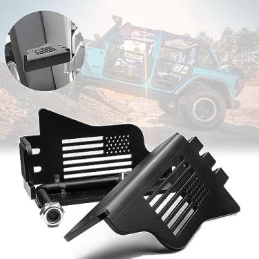 Imagem de Bandeira dos EUA 2 Pegadores frontais pretos compatíveis com Jeep Wrangler JK JKU JL JLU 2007-2020