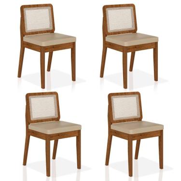 Imagem de Kit 4 Cadeiras Sextavada Sydney Freijó/corino Bege - M. Arapongas