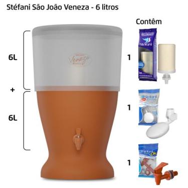 Imagem de Filtro de Barro para Água São João Veneza 6 Litros 1 Vela - Stéfani - 