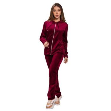 Imagem de Conjunto Plush Veludo Feminino Calça e Agasalho Capuz Zíper - Look Mod