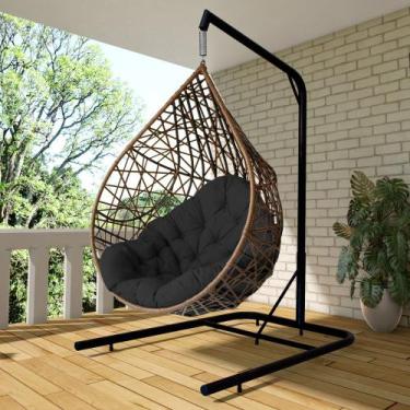 Imagem de Cadeira Balanço Ninho Suspenso Gota Tramado com Almofada Impermeável -