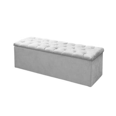 Imagem de Calçadeira Baú P/ Box King 195cm Sofia c/ Capitonê Corano Branco - LM 