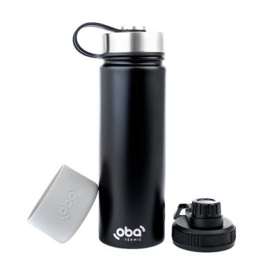 Imagem de Garrafa Térmica 650ml Preta 24h/12h - Oba Térmic