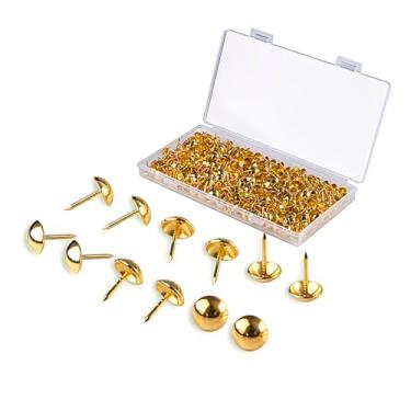 Imagem de Maozaa Tachinhas de estofamento, pregos de móveis para estofados decorativos, 300 peças de tachas de estofamento de 7/16 polegadas para sofá de móveis, tachas decorativas douradas
