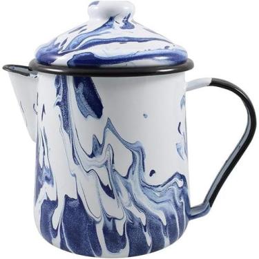 Imagem de Leiteira Esmaltada Tradicional 12 Marmorizada Azul - 1100 ml - Ewel