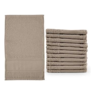 Imagem de Kit 12 Toalhas Para Lavabo Social 10% Algodão - Riffo Store, Bege
