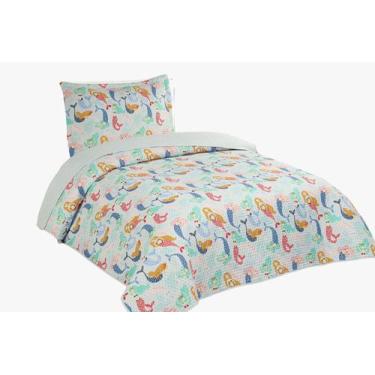 Imagem de Colcha Solteiro Kids Dupla Face 2,4 x1,6m Com Porta Travesseiro Menina
