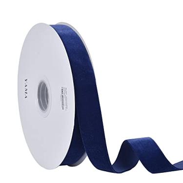 Imagem de YAMA Fita de veludo de 2,5 cm de largura, fita de veludo de 15 metros, fita de face única para gargantilha, acessórios de cabelo, grinaldas, buquês, embrulho de presente, artesanato DIY, azul marinho