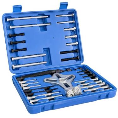 Imagem de SUGOOE Conjunto de extrator de balanceador harmônico, conjunto de puxadores de volante, conjunto de ferramentas de instalação de extrator de polia de direção hidráulica, removedor de volante, kit de