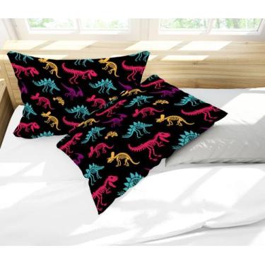 Imagem de Par de Fronhas Estampa Esqueletos Dinossauros Neon - Core Decore