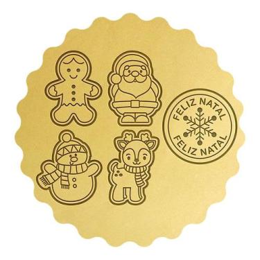 Imagem de Kit 5 Cortadores Biscoito Noel Rena Ginger Selo Neve - DOCE IMPRESSO, 