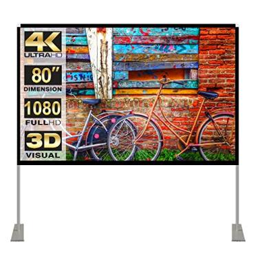 Imagem de HOIN Suporte de Tela de Projetor Portátil Externo: Tela de Projeção de Filme 80 Polegadas 4K Hd16: 9 Tela Externa com Bolsa de Transporte para Home Theater Quintal Cinema Viagem Dobrável Anti Vinco