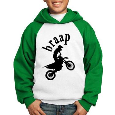 Imagem de Moletom Infantil Motocross Braap - Foca na Moda, Branco, Verde, 4