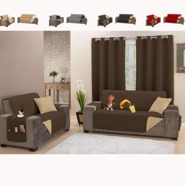 Imagem de Kit Jogo Capa Protetor para Sofá Impermeável Dupla Face 2 e 3 Lugares 