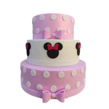 Imagem de Bolo Cenográfico Minnie Rosa Festa Aniversário Decoração - All Black