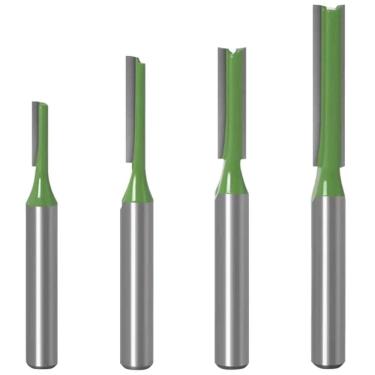 Imagem de Kit 4 Fresas Retas 3 A 6Mm Haste 6Mm Para Tupia Metal Duro