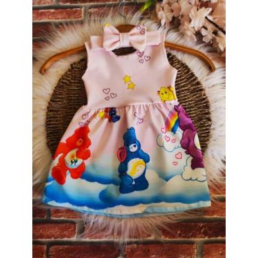 Imagem de Vestido Menina Infantil My Baby Ursinhos Carinhosos + Laço de Cabelo -