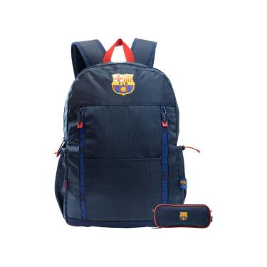 Imagem de Kit Escolar Juvenil Mochila Costas + Estojo Duplo Barcelona