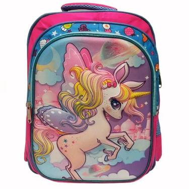 Imagem de Mochila Escolar Infantil De Costa 3D Alto Relevo Unicornio - CADU