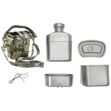 Imagem de Valtcan Kit de bagunça de cantina de titânio com capacidade de 1100 ml com copos de panelas de 750 ml e 400 ml