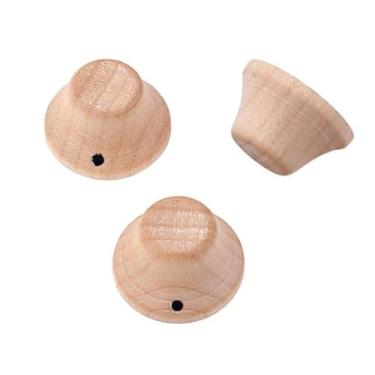 Imagem de Alnicov Pacote com 3 puxadores de madeira estilo Lp/Strat puxadores de sino guitarra baixo cartola puxadores de madeira com indicador de ponto, madeira de bordo