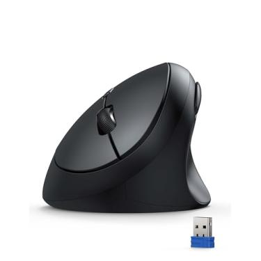 Imagem de TECKNET Mouse ergonômico, mouse vertical sem fio 4800 DPI, 5 níveis de DPI ajustáveis, 6 botões, mouse sem fio silencioso de 2,4 G para laptop, PC, Chromebook, Mac - cinza escuro