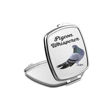 Imagem de SpreadPassion Espelho compacto Pigeon Whisperer, presente de sussurro de pombo, espelho fotográfico de sussurro de pombo, espelho de maquiagem de viagem pequeno espelho portátil, espelho de bolso