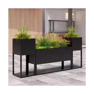 Imagem de LICONG-2019 Caixa de flores ao ar livre caixa de flores ao ar livre loja de chá de leite com divisória de cerca retangular calha de flores canteiro de flores caixa de flores