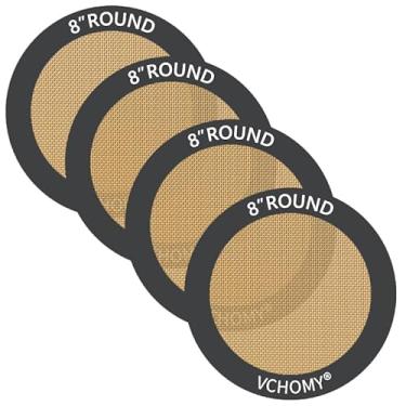 Imagem de Tapetes de silicone para assar, conjunto de 4, diâmetro redondo de 20,3 cm, antiaderente, livre de BPA, forro de assadeira para bolo, pizza, biscoitos, macaron, pão, pastelaria, torradeira (cinza,