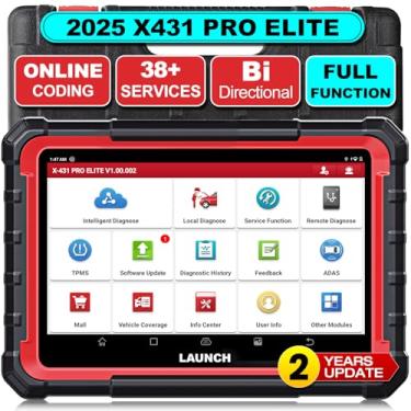 Imagem de LAUNCH X431 PRO Elite OBD2 Scanner Ferramenta de diagnóstico, 2023 mais recente, codificação ECU, CANFD&DOIP, 32+ redefinições, programação de teclas, AutoAuth para FCA SGW, sistema completo OEM Scanner para carro, 2 anos de atualização gratuita