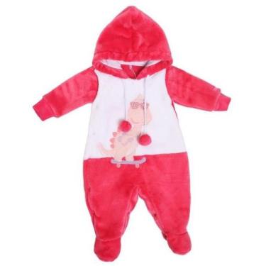Imagem de Macacão Luxo Pelo Bordado Bebê Menina Capuz Lessa Kids B8906, Pink, M 