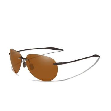 Imagem de Óculos de sol unissex  polarizados Design oval uv 400 kingseven, Marro