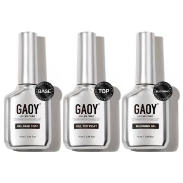 Imagem de Conjunto de Gel para Esmaltes GAOY - Top Coat, Blooming Gel e Base Coa