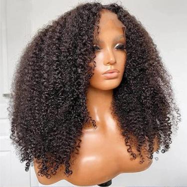 Imagem de Peruca Skouty Kinky Curly 60cm - Cabelo Humano com Renda Frontal (180 