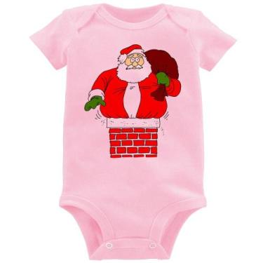 Imagem de Body Bebê Papai Noel Chaminé - Foca na Moda, Rosa bebê, GG