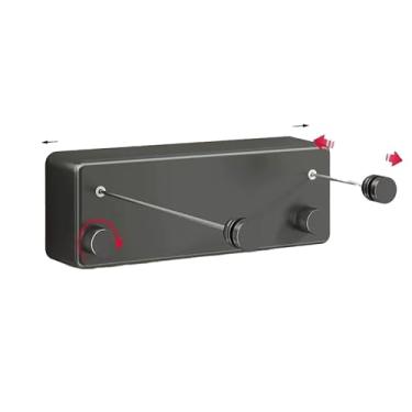 Imagem de Varal Retrátil, Montado Na Parede, Corda De Aço Inoxidável De 14 Pés Para Ambientes Internos E Externos Forte E Durável, À Prova De Ferrugem E Umidade (duas Cordas)(Black)