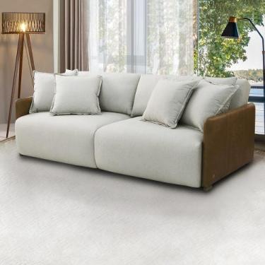 Imagem de Sofá Cama Sala de Estar Bipartido 210cm Retrátil com Almofadas Caixa Z