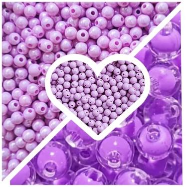 Imagem de Kit Trio Pérolas 6mm E 8mm com 300 pçs + Fio Silicone Miçanga Missanga Pulseira Colar Artesanato (Lilás)