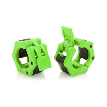 Imagem de HACUBA FITNESS Grampos de barra olímpicos coleiras de liberação rápida par de clipes de peso para barra de 5 cm (verde neon)