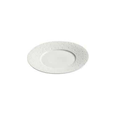Imagem de Prato de comida ocidental criativo e personalizado, prato redondo doméstico de cerâmica - prato raso branco pérola de 23 cm