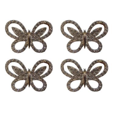 Imagem de Jogo Com 4 Porta Guardanapo Borboleta 4x4cm Com Strass.