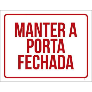 Imagem de Placa Sinalização - Manter Porta Fechada Vermelho 27X35