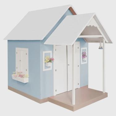 Imagem de Casinha de Brinquedo com Telhado Branco/Azul Bebê - Criança Feliz